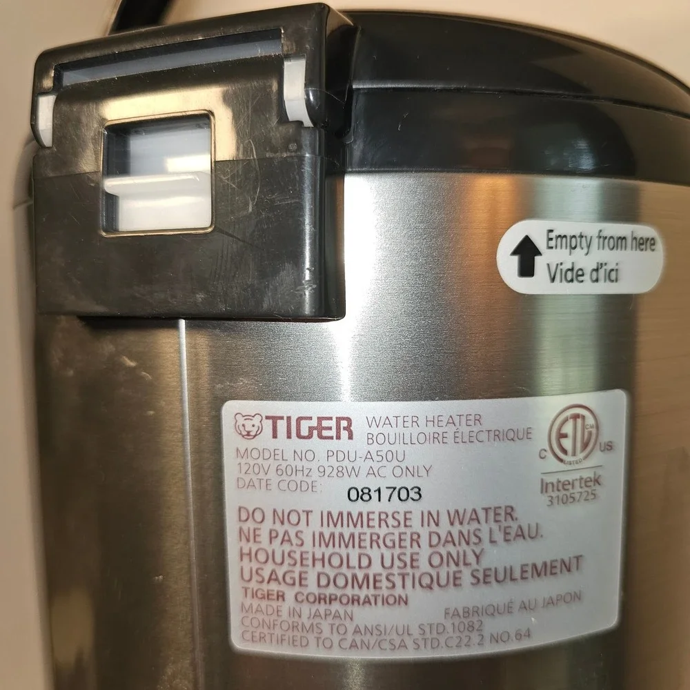 Tiger PDU-A50U‎ Electric Water Heater Dispenser 5.0L Made Japan Works No Plug